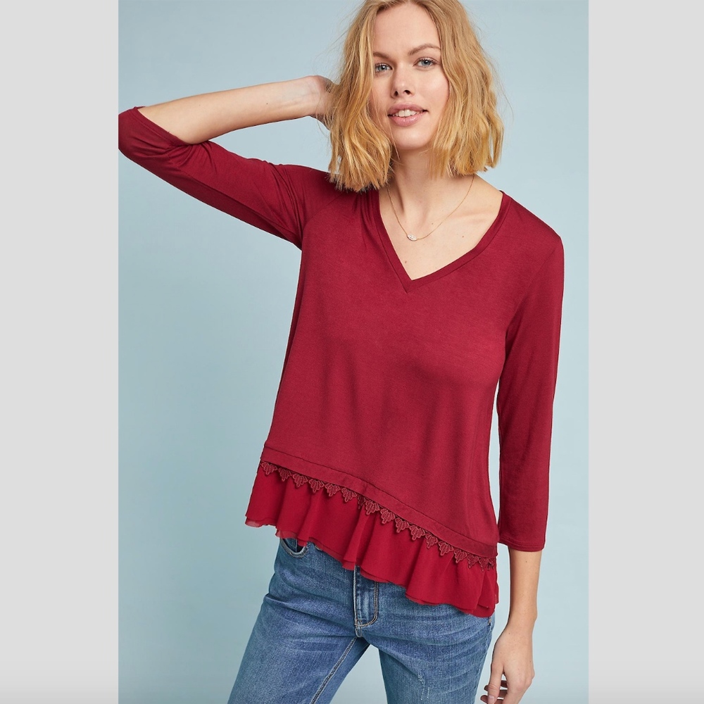 Anthropologie Marianela Lace-Hem Top